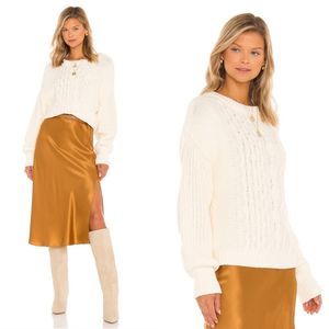 Free People Dream Cable Crew Sweater in Cream size XS
